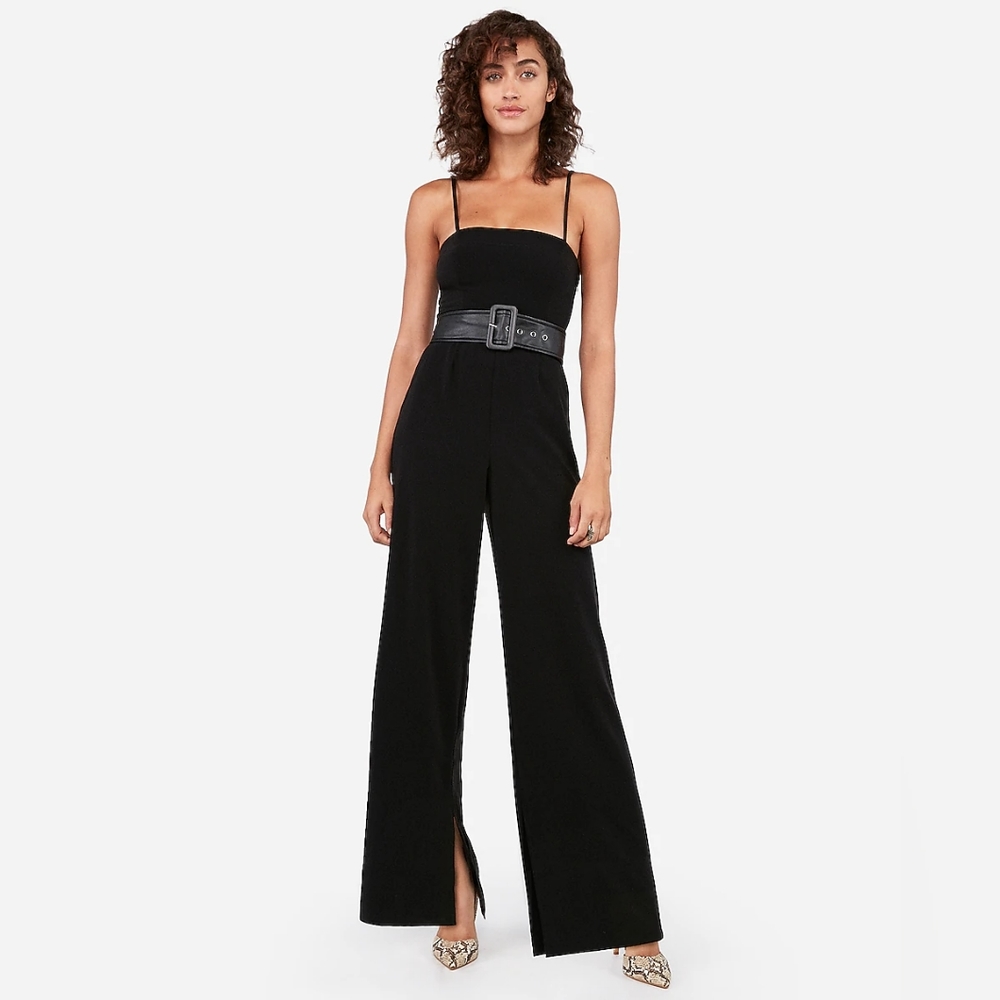 Express + Negin Mirsalehi Belted Wide-Leg Jumpsuit (Size 6)